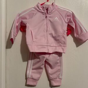 Adidas Light Pink Kids Tracksuit with White Accents